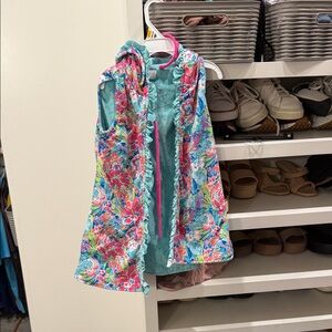 SweetHoney Hooded Floral Swim Coverup - Turquoise Pink Multi